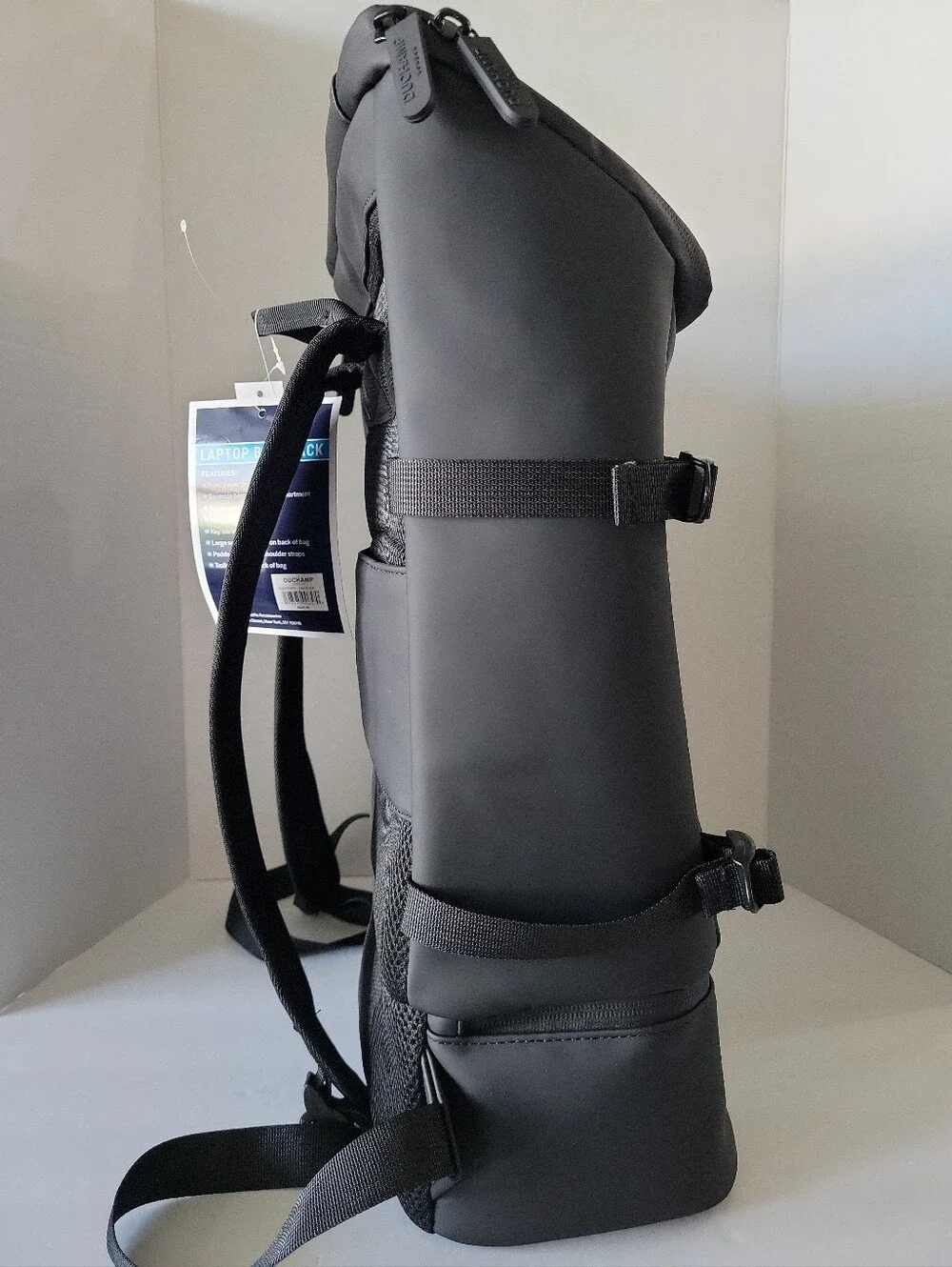 Duchamp London Black Laptop Backpack Rubberized Commuter Travel MSRP $205 NWT